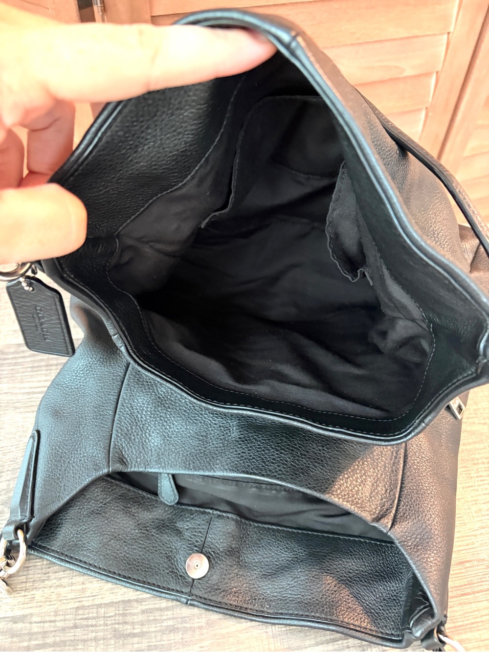 Coach Madison Phoebe Shoulder Hobo Bag Black Pebbled Leather EUC - Picture 8 of 12
